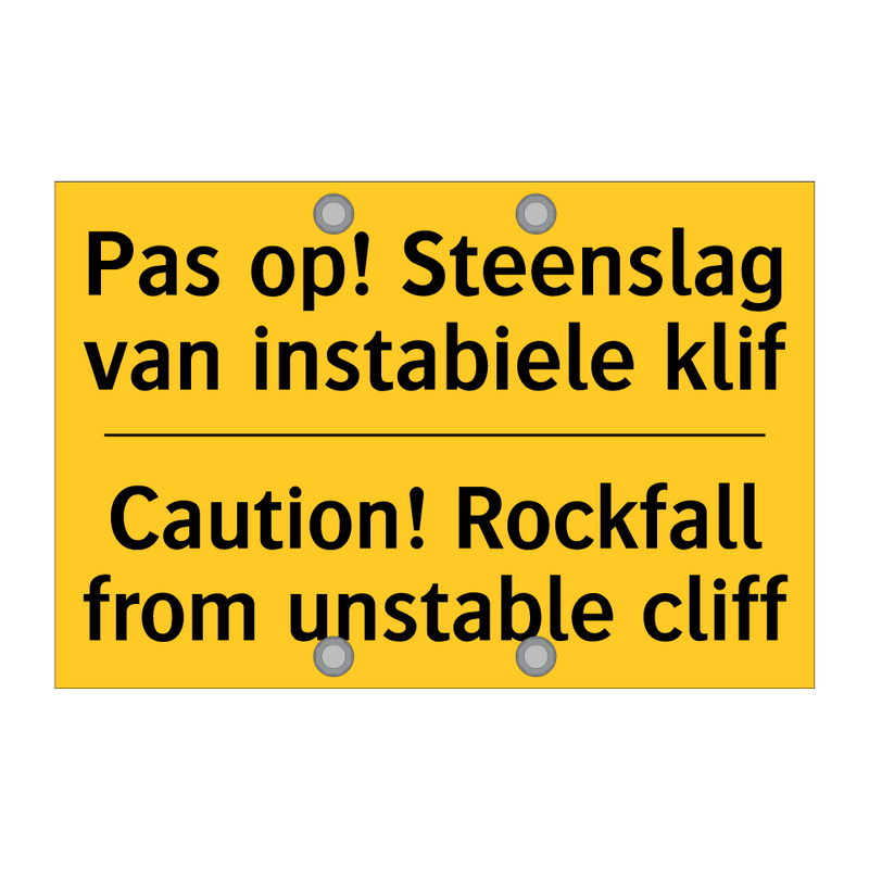 Pas op! Steenslag van instabiele klif - Caution! Rockfall from unstable cliff