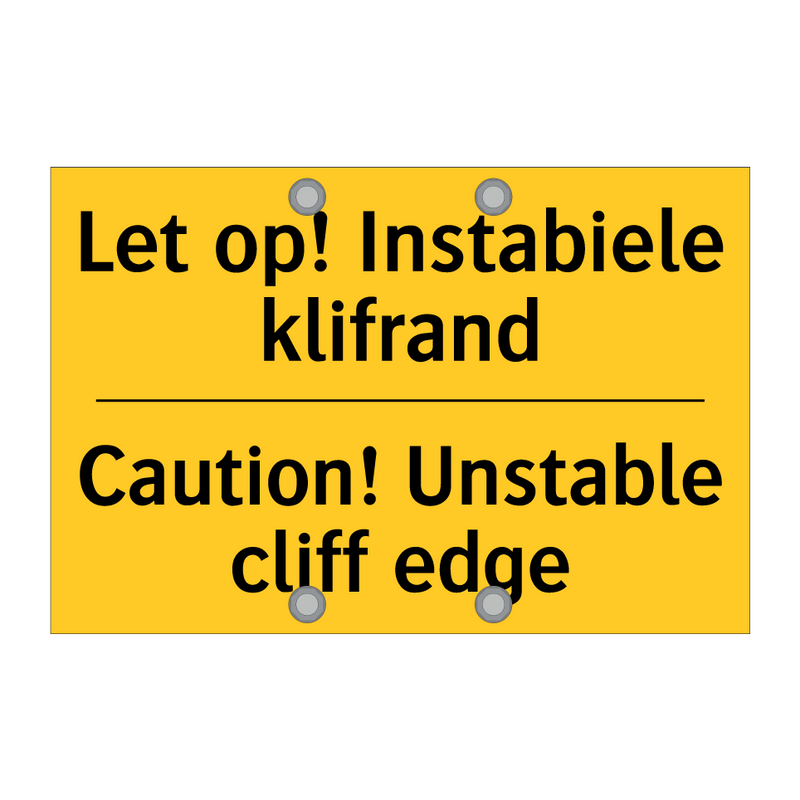 Let op! Instabiele klifrand - Caution! Unstable cliff edge