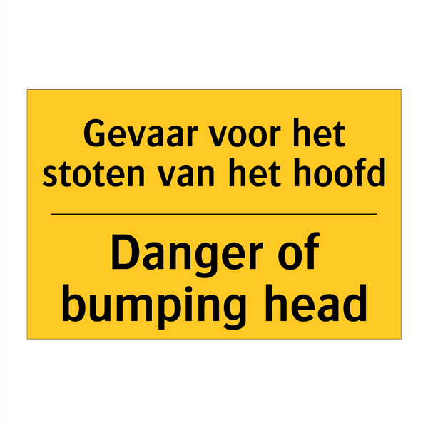 Gevaar voor het stoten van het hoofd - Danger of bumping head