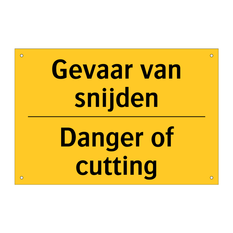 Gevaar van snijden - Danger of cutting & Gevaar van snijden - Danger of cutting