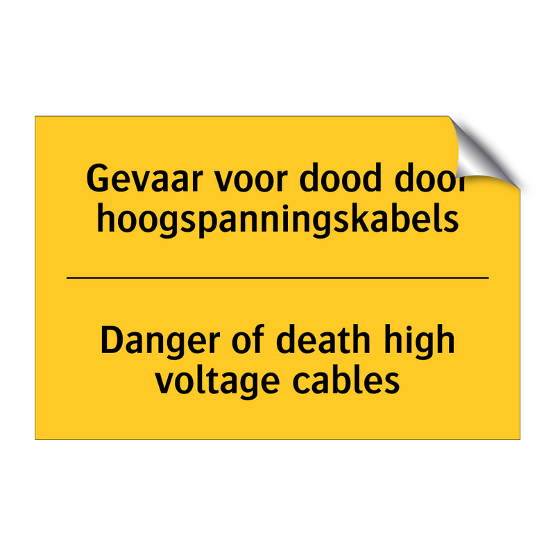 Gevaar voor dood door hoogspanningskabels - Danger of death high voltage cables