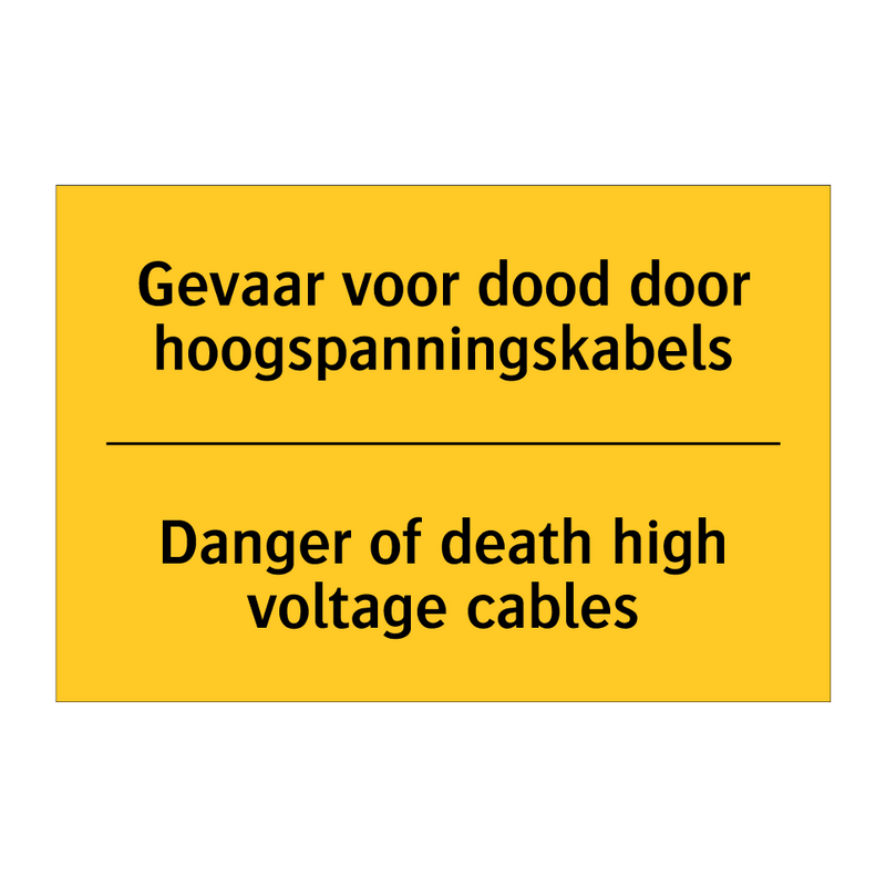 Gevaar voor dood door hoogspanningskabels - Danger of death high voltage cables