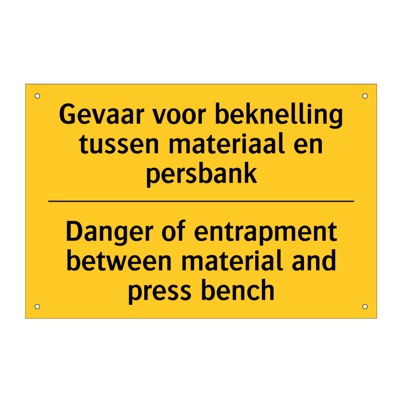 Gevaar voor beknelling tussen /.../ - Danger of entrapment between material /.../