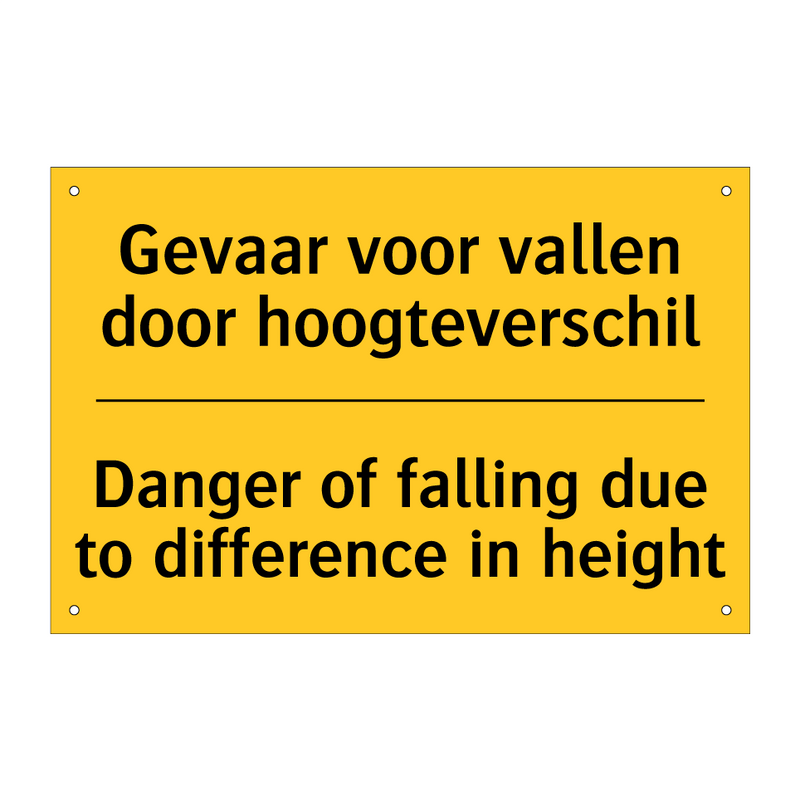 Gevaar voor vallen door hoogteverschil - Danger of falling due to difference in height