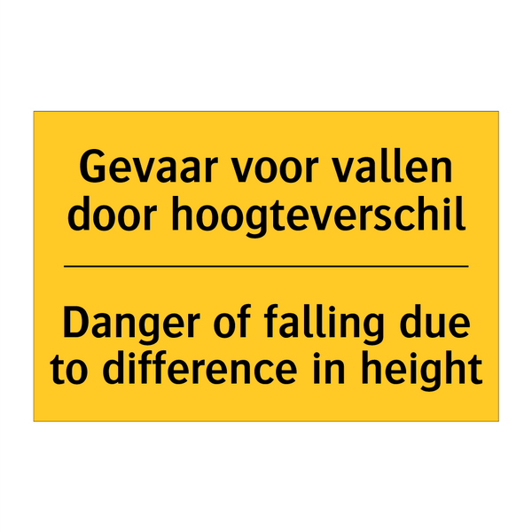 Gevaar voor vallen door hoogteverschil - Danger of falling due to difference in height