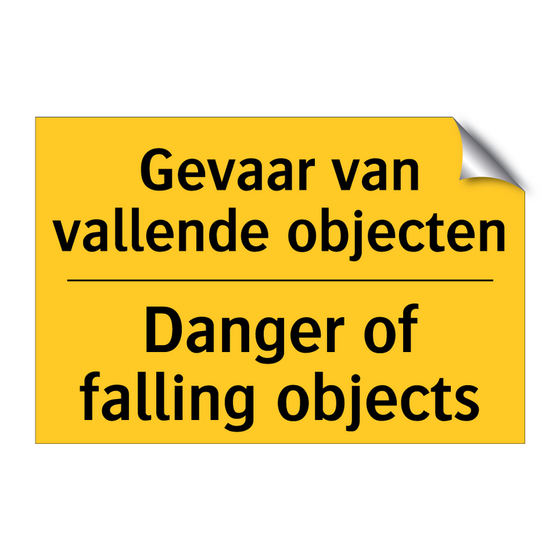 Gevaar van vallende objecten - Danger of falling objects