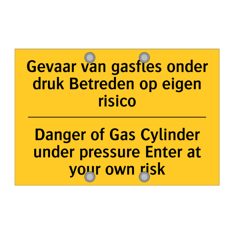 Gevaar van gasfles onder druk /.../ - Danger of Gas Cylinder under pressure /.../