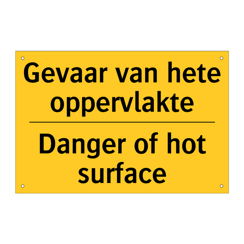 Gevaar van hete oppervlakte - Danger of hot surface