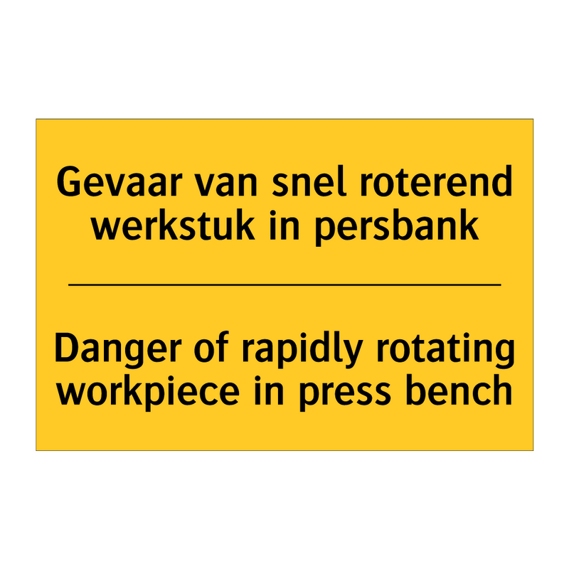 Gevaar van snel roterend werkstuk in persbank - Danger of rapidly rotating workpiece in press bench