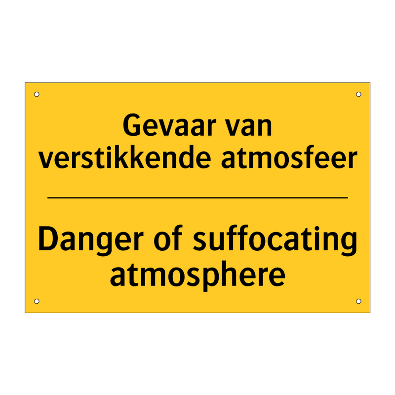 Gevaar van verstikkende atmosfeer - Danger of suffocating atmosphere