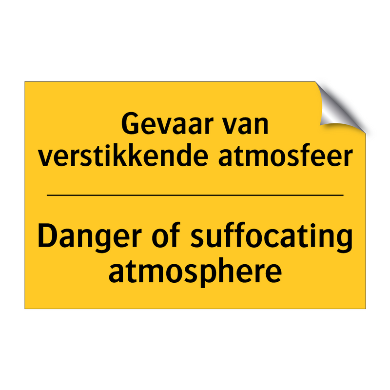 Gevaar van verstikkende atmosfeer - Danger of suffocating atmosphere