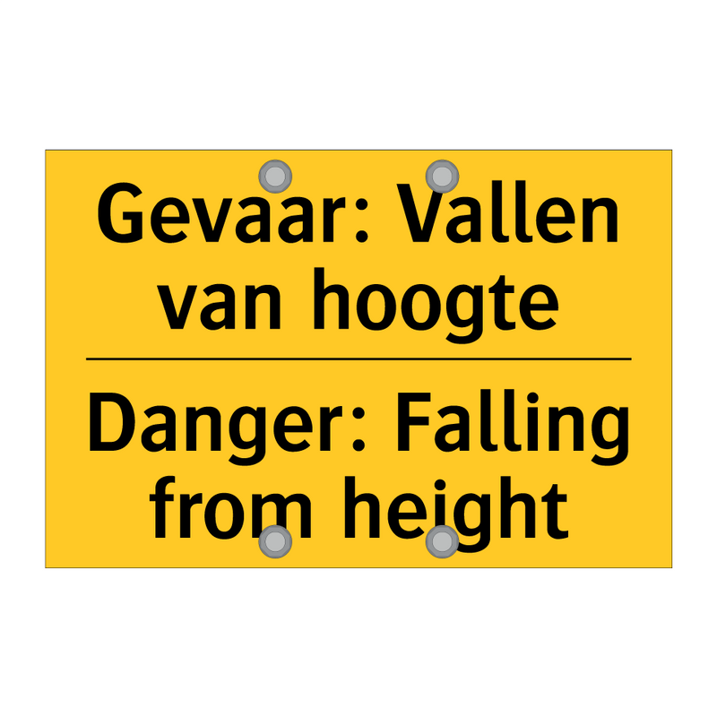 Gevaar: Vallen van hoogte - Danger: Falling from height