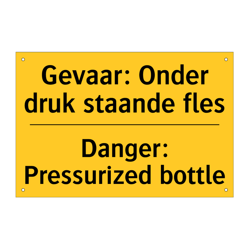 Gevaar: Onder druk staande fles - Danger: Pressurized bottle