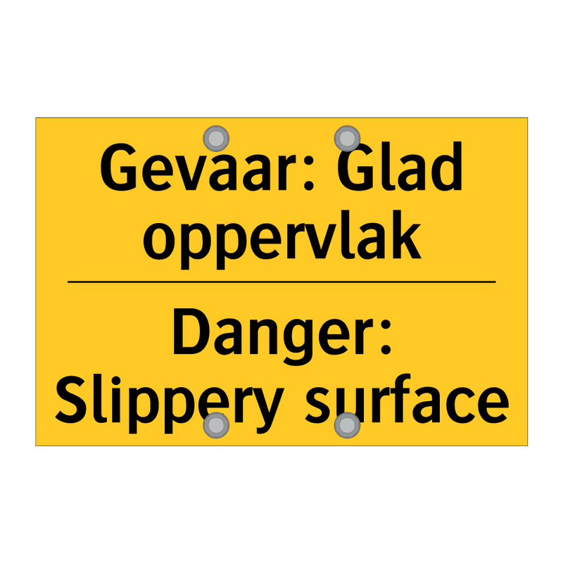 Gevaar: Glad oppervlak - Danger: Slippery surface