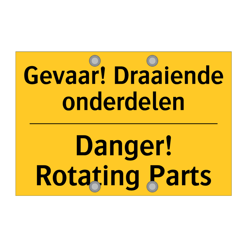 Gevaar! Draaiende onderdelen - Danger! Rotating Parts