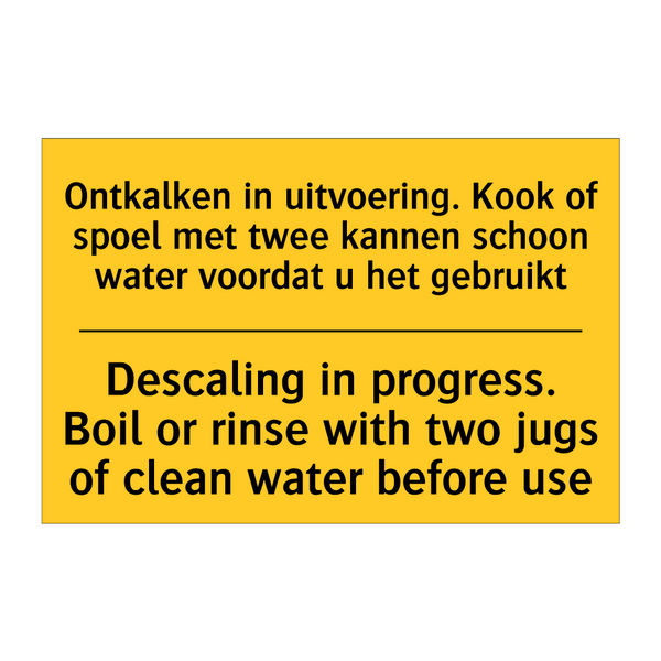 Ontkalken in uitvoering. Kook /.../ - Descaling in progress. Boil or /.../