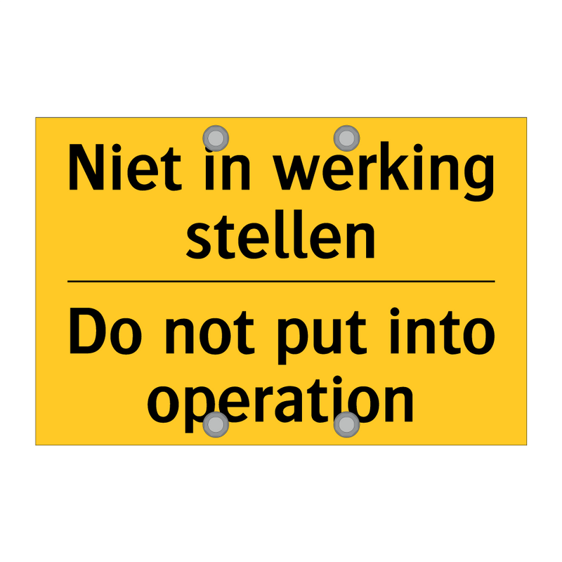 Niet in werking stellen - Do not put into operation