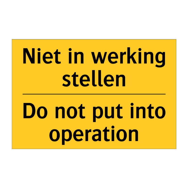 Niet in werking stellen - Do not put into operation