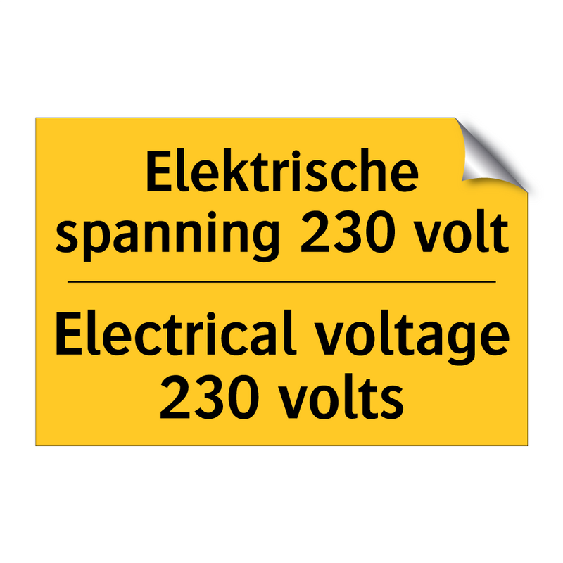 Elektrische spanning 230 volt - Electrical voltage 230 volts