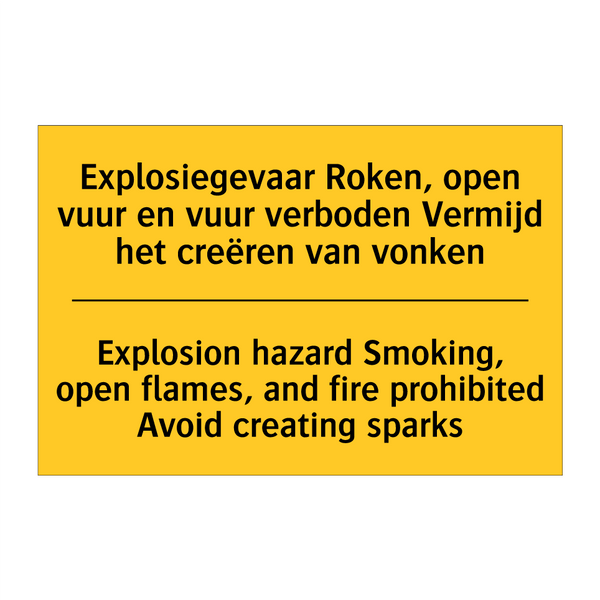 Explosiegevaar Roken, open vuur /.../ - Explosion hazard Smoking, open /.../