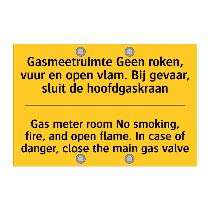 Gasmeetruimte Geen roken, vuur /.../ - Gas meter room No smoking, fire, /.../