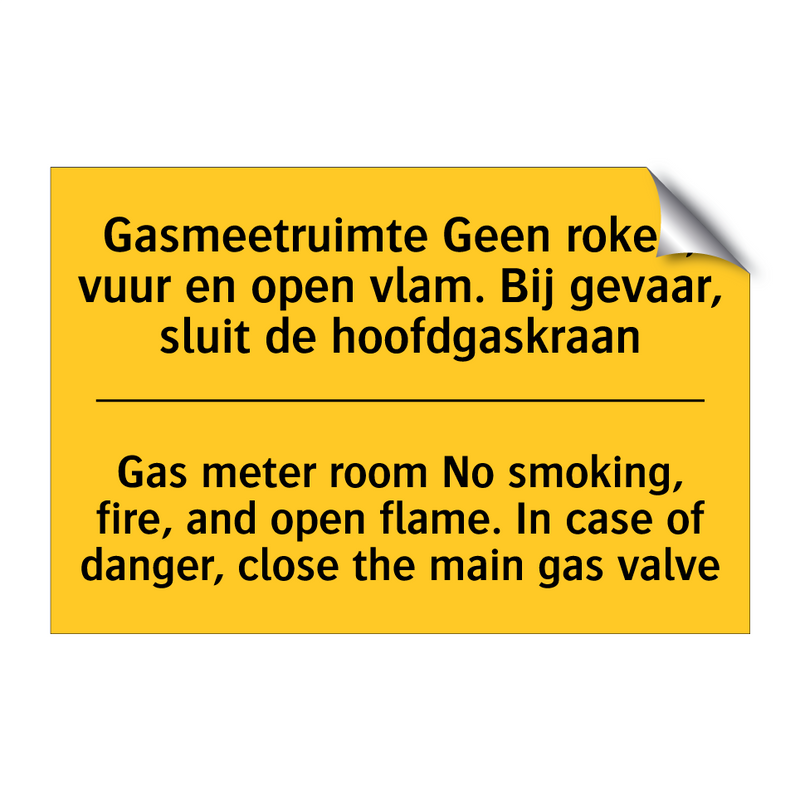 Gasmeetruimte Geen roken, vuur /.../ - Gas meter room No smoking, fire, /.../