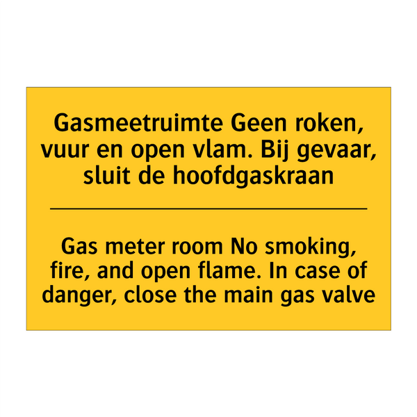 Gasmeetruimte Geen roken, vuur /.../ - Gas meter room No smoking, fire, /.../