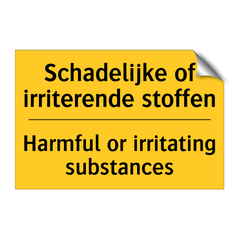 Schadelijke of irriterende stoffen - Harmful or irritating substances