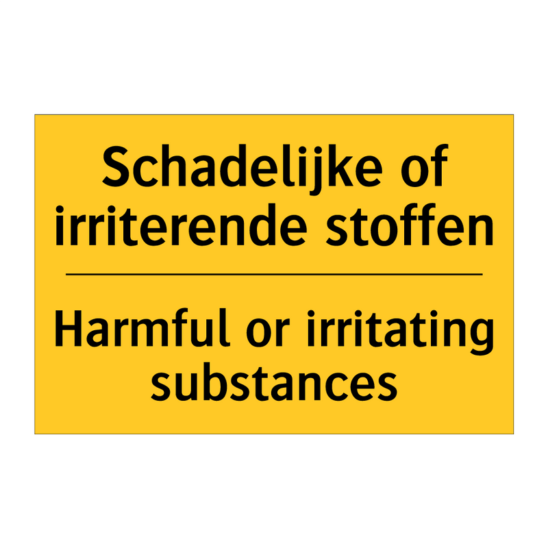 Schadelijke of irriterende stoffen - Harmful or irritating substances