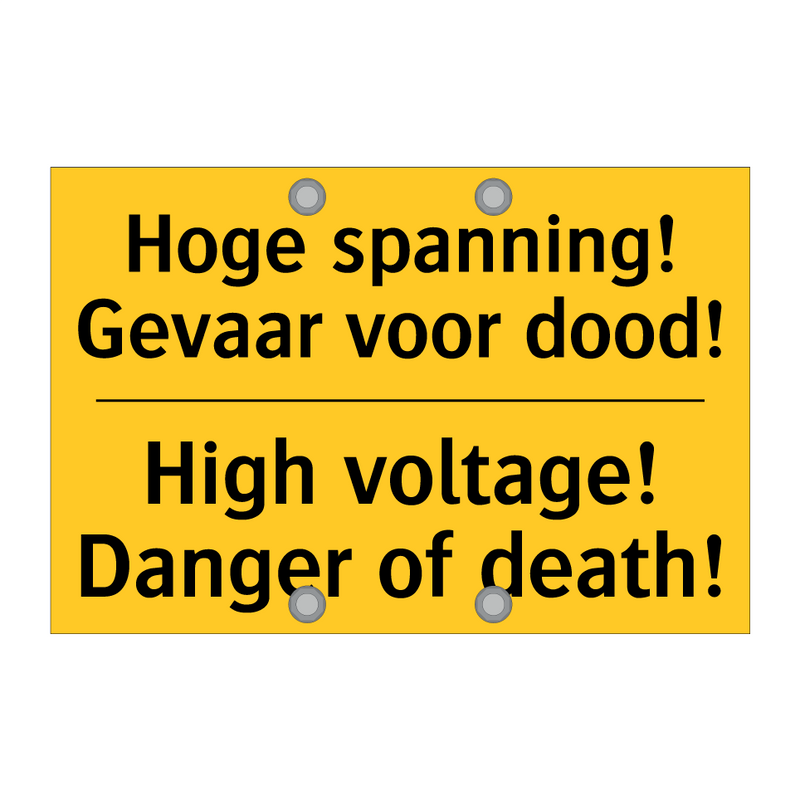 Hoge spanning! Gevaar voor dood! - High voltage! Danger of death!