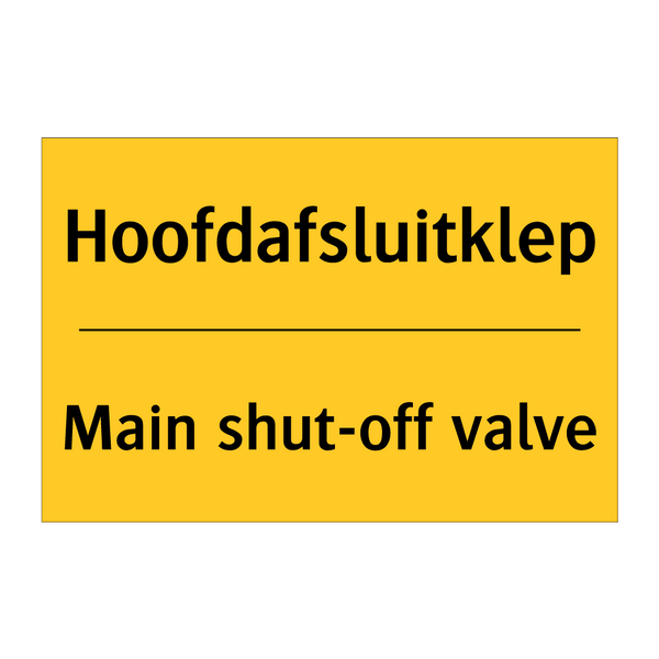 Hoofdafsluitklep - Main shut-off valve & Hoofdafsluitklep - Main shut-off valve