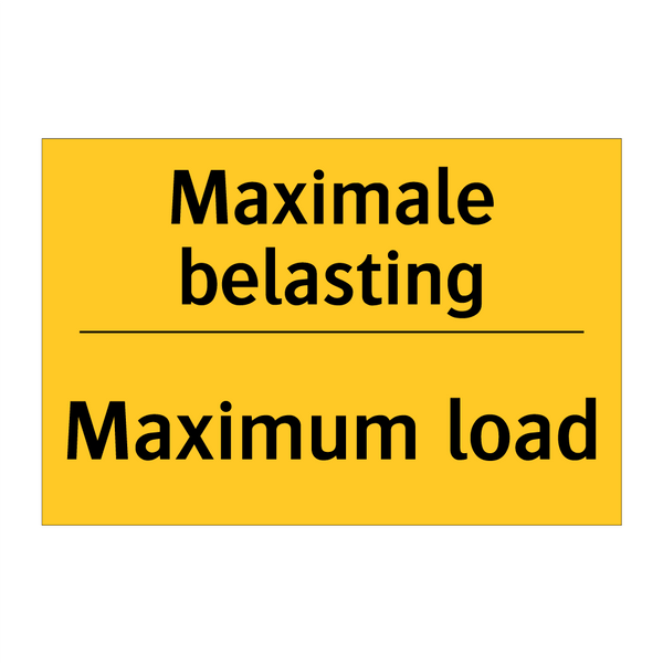 Maximale belasting - Maximum load & Maximale belasting - Maximum load