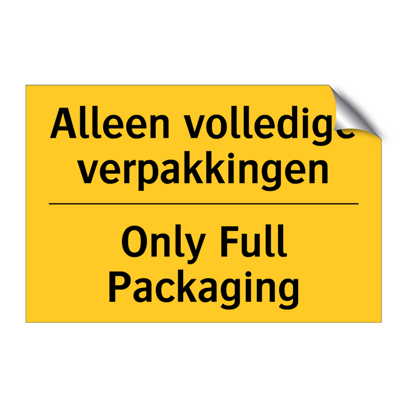 Alleen volledige verpakkingen - Only Full Packaging