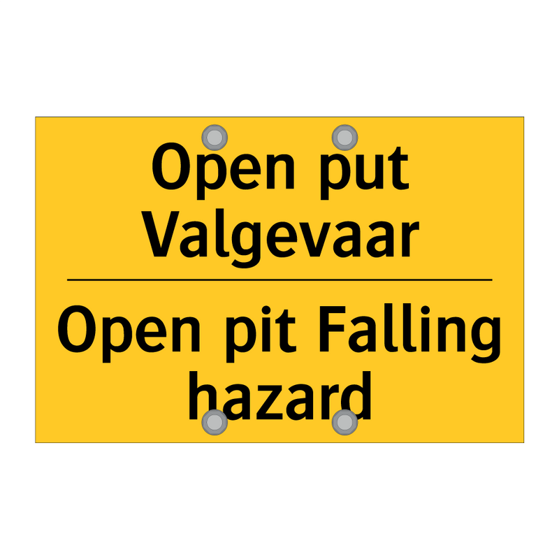 Open put Valgevaar - Open pit Falling hazard & Open put Valgevaar - Open pit Falling hazard