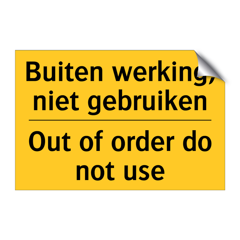 Buiten werking, niet gebruiken - Out of order do not use