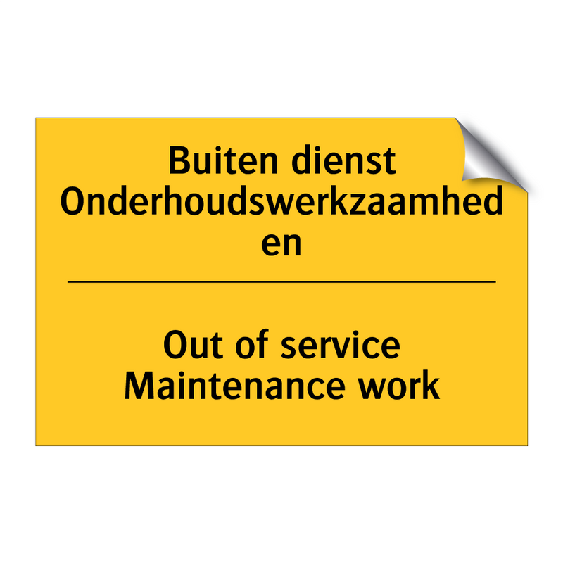 Buiten dienst Onderhoudswerkzaamheden - Out of service Maintenance work