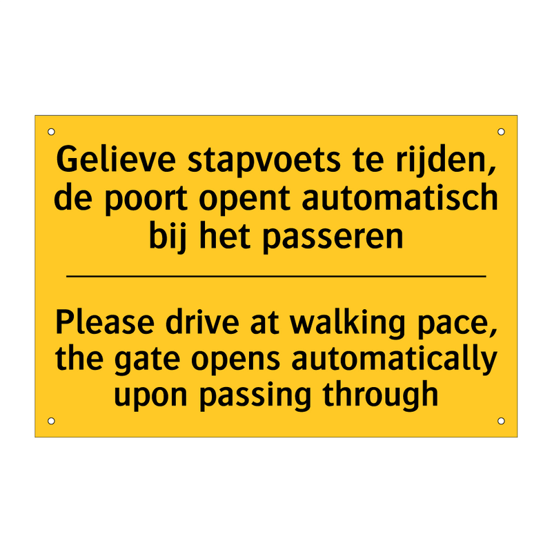 Gelieve stapvoets te rijden, de /.../ - Please drive at walking pace, /.../