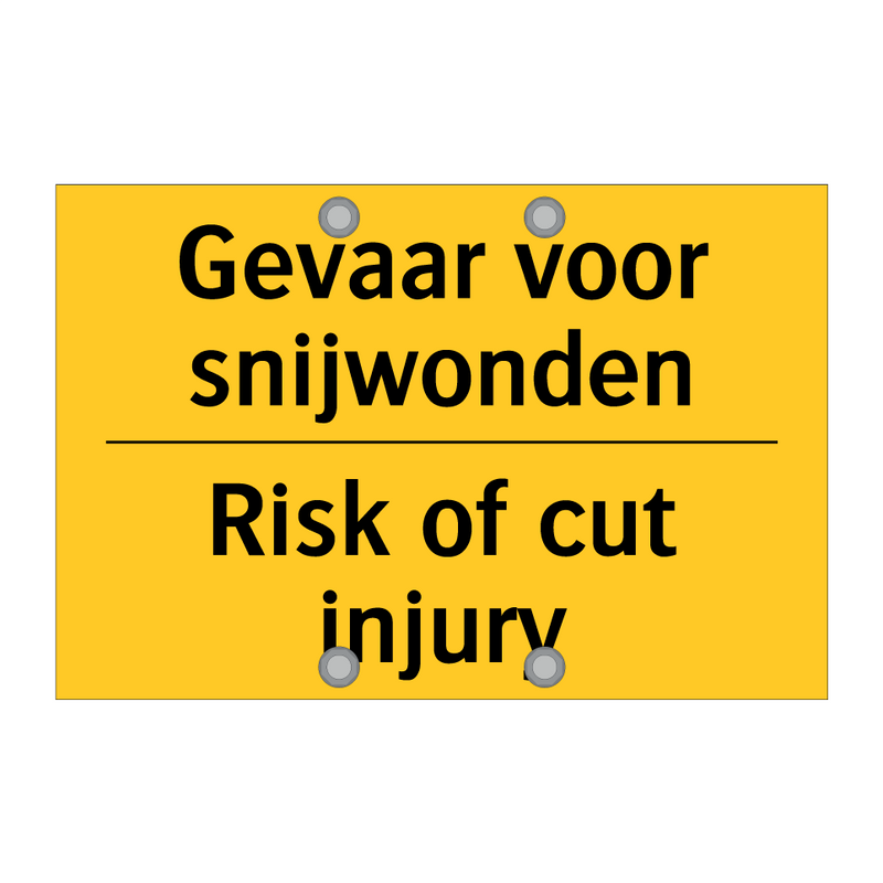 Gevaar voor snijwonden - Risk of cut injury & Gevaar voor snijwonden - Risk of cut injury