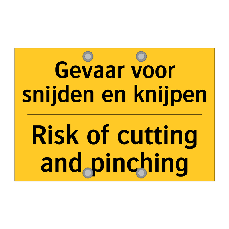 Gevaar voor snijden en knijpen - Risk of cutting and pinching