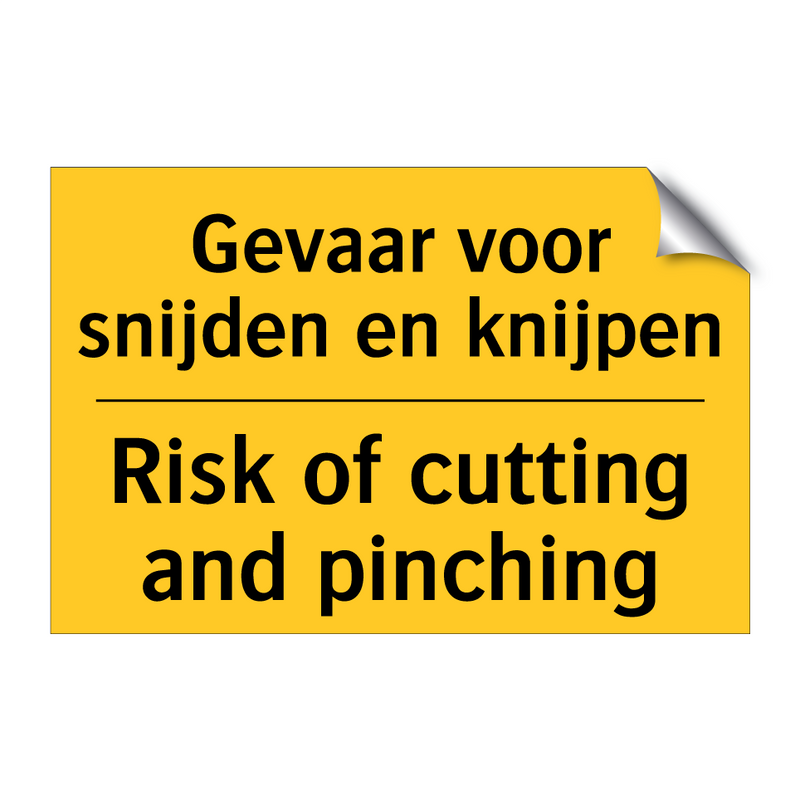 Gevaar voor snijden en knijpen - Risk of cutting and pinching