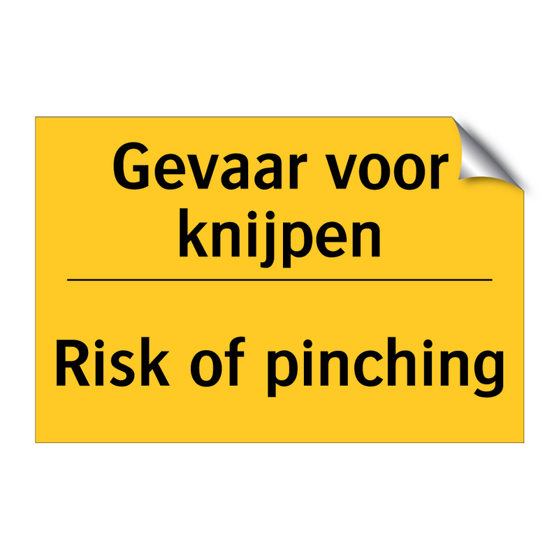 Gevaar voor knijpen - Risk of pinching & Gevaar voor knijpen - Risk of pinching