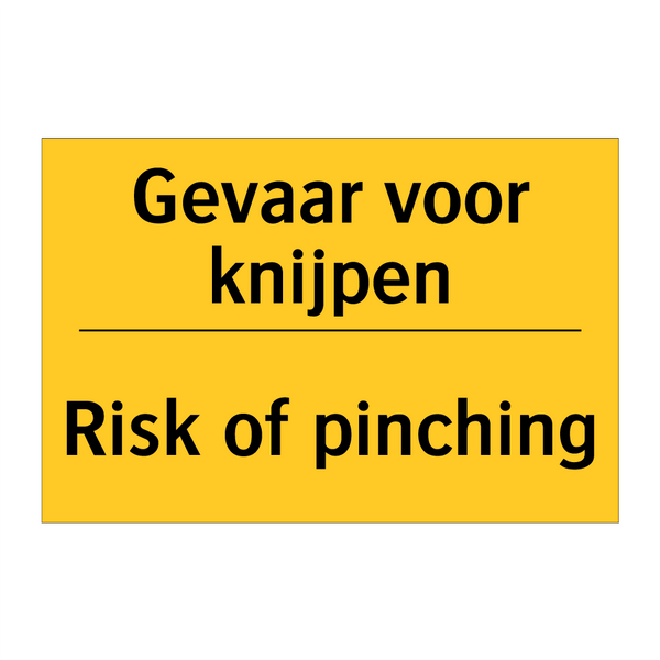 Gevaar voor knijpen - Risk of pinching & Gevaar voor knijpen - Risk of pinching