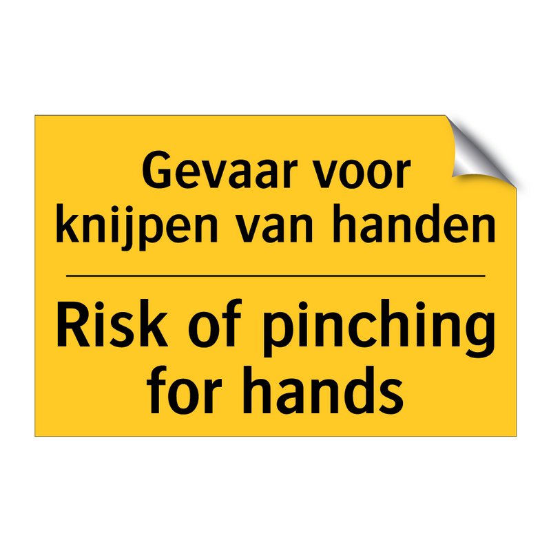 Gevaar voor knijpen van handen - Risk of pinching for hands