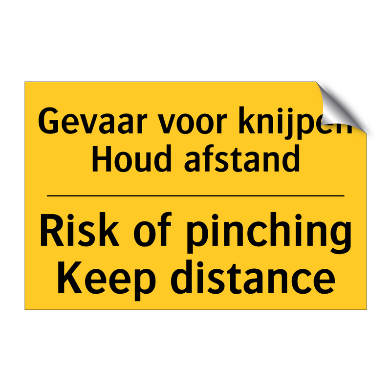 Gevaar voor knijpen Houd afstand - Risk of pinching Keep distance