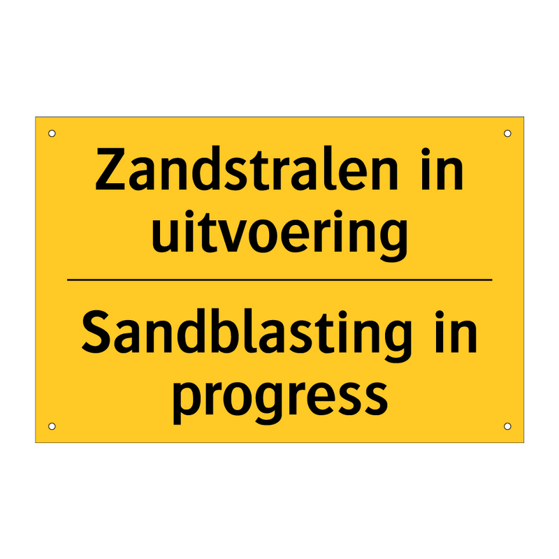 Zandstralen in uitvoering - Sandblasting in progress