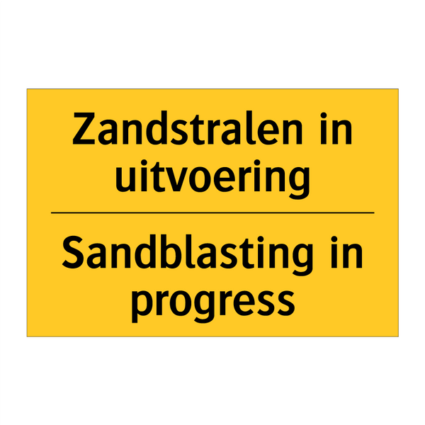 Zandstralen in uitvoering - Sandblasting in progress