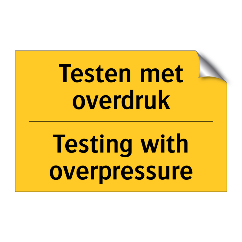 Testen met overdruk - Testing with overpressure & Testen met overdruk - Testing with overpressure