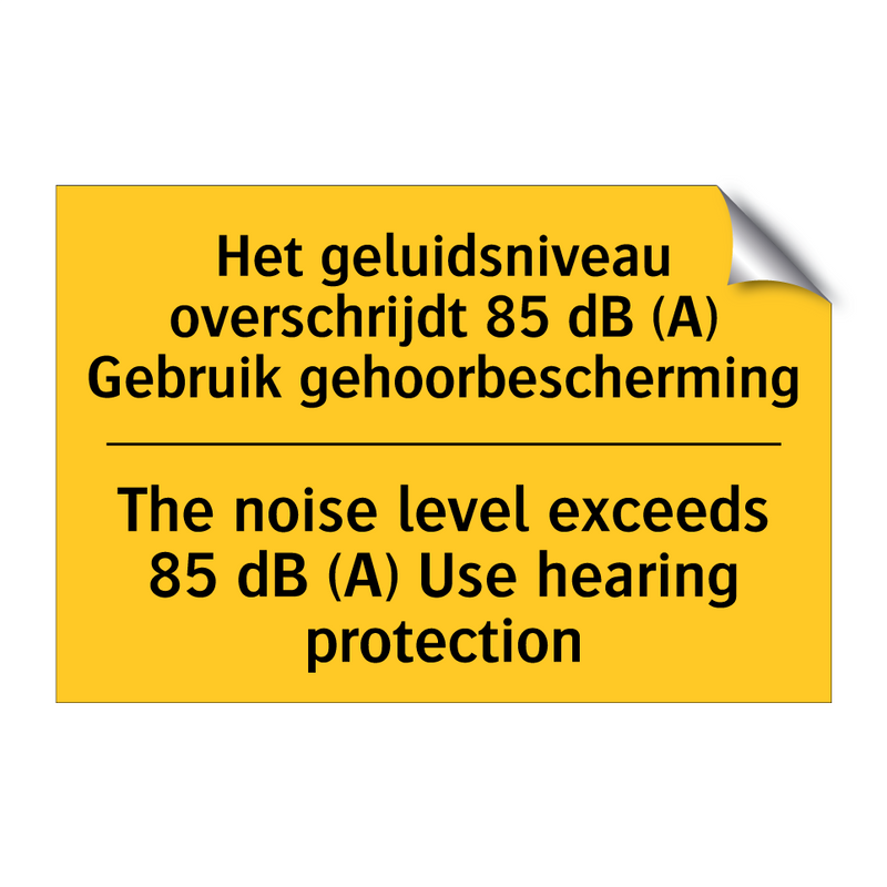 Het geluidsniveau overschrijdt /.../ - The noise level exceeds 85 dB /.../