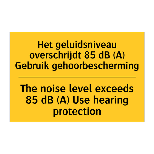 Het geluidsniveau overschrijdt /.../ - The noise level exceeds 85 dB /.../