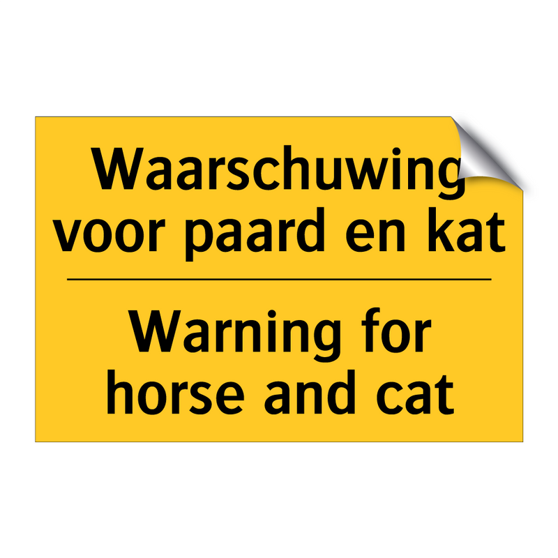 Waarschuwing voor paard en kat - Warning for horse and cat